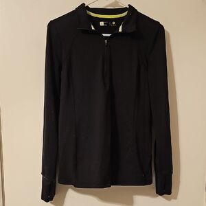 Xersion Black Long-Sleeve Quarter-Zip Pullover with Lime Trim